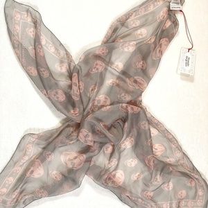 Alexander McQueen Chiffon Silk All-Over Skull Print Scarf